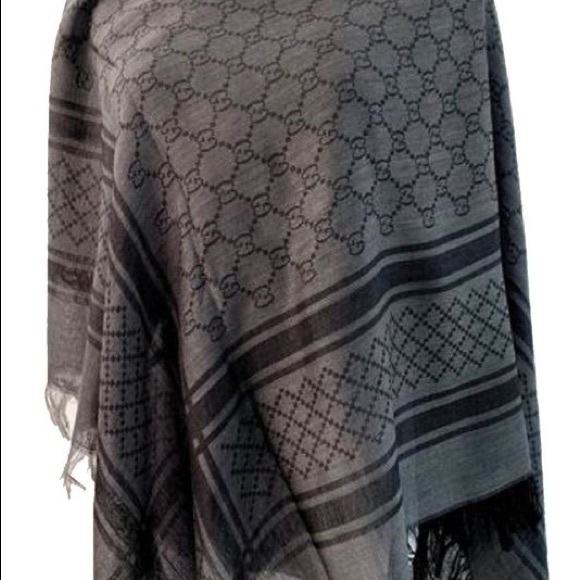Gucci GG Guccissima Black/Grey Survive Silk Scarf - Picture 4 of 6